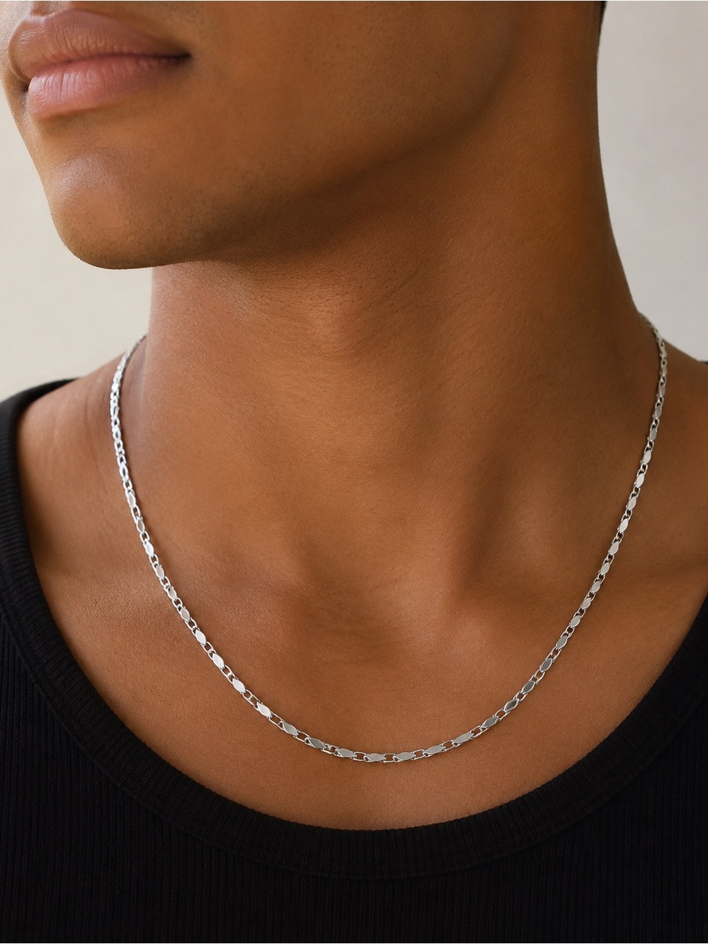 Silver Tone Figaro Chain Necklace - Silver